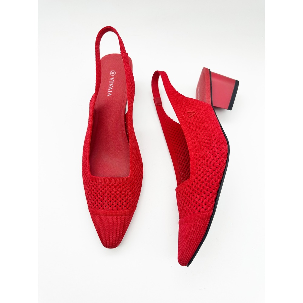 Vivaia Leah Pointed Toe Slingback Sandals in Red Size 41